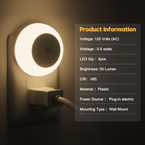 Image of fesnne Night Light, Night Lights Plug into Wall, Dusk to Dawn Sensor Warm White Led Night Light 0.5W, 8 Pack Nightlight for Adults, Bedroom, Bathroom, Hallway, Kitchen