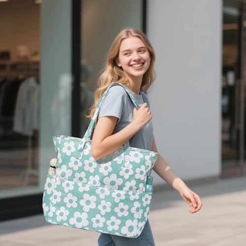 Image of LEDAOU Large Beach Bag Women Waterproof Sandproof Zipper Beach Tote Pool Bag for Swim Gym Grocery Travel with Wet Pocket