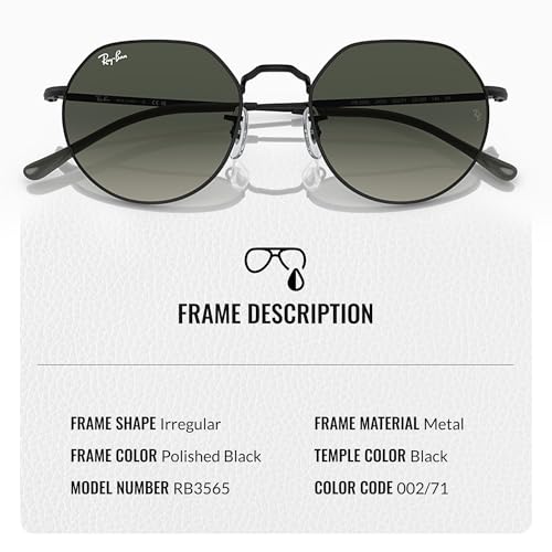 Image of Ray-Ban RB3565 JACK Square-Round Shaped Sunglasses for Men & Women with Official RAYBAN Eyewear Kit