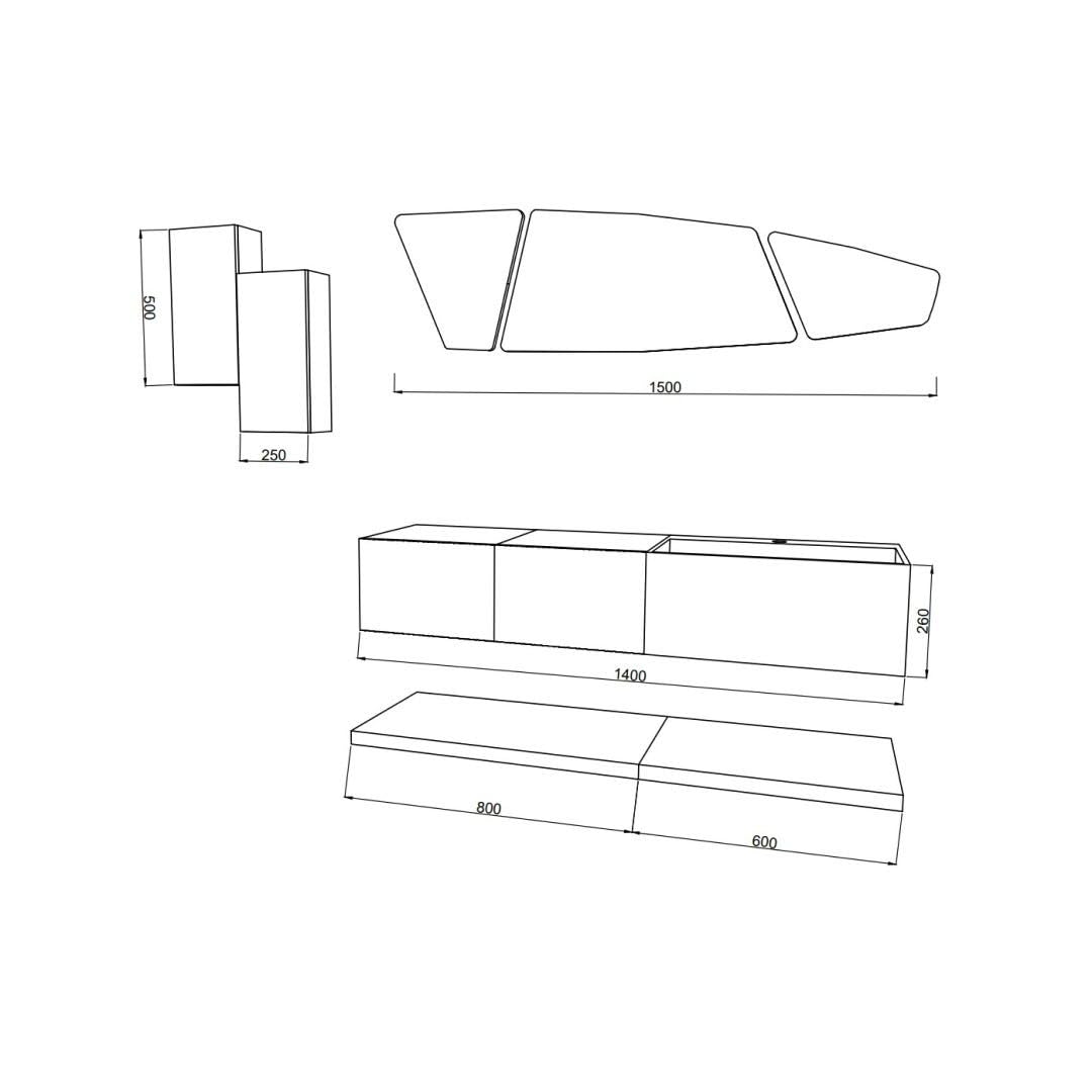 Kiamami Valentina Mobile Bagno Sospeso 140 Cm Bianco E Legno Miele Rodi