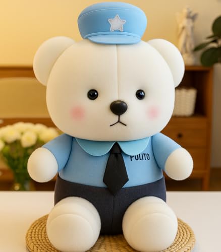 Image of 25cm Plush Petrol Bear Teddy Bear - Soft Stuffed Animal Toy with Multicolor Uniform & Cap - Random Color for Kids & Toddlers