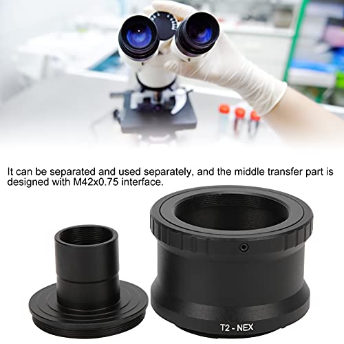 Adaptador de lente, tubo T de 23.2mm para microscopio, adaptador de cámara T2 Mount para cámara E Mount, interfaz M42x0.75 para microscopio biológico miniatura 4