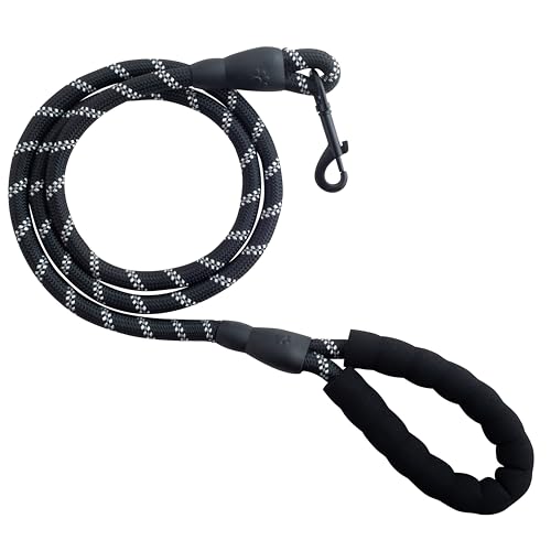 Spanner In The Works® | Dog Leads For Large Dogs - Reflective Dog Leashes, 1.5 Metre Long Lead, Thick 13mm Anti Pull Dog Leash | Comfort Handle, Black Dog Lead, Strong 360 Swivel
