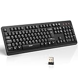 TECKNET Wireless Keyboard for Laptop, 2.4G USB Silent Computer Keyboard with Ergonomic Keys & Adjustable Feet Stand for Desktop, PC, Notebook, and Windows, QWERTY UK Full Size Layout- Black