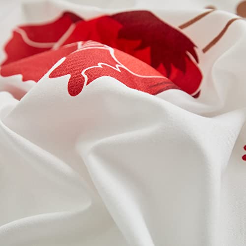 Sedefen Black Butterfly Bedding Sets Queen Size Reversible Blush Pink Texture Duvet Cover With Red Floral Print Pattern 3 Pieces Super Soft Microfiber Comforter Cover With Zipper Ties Home Deco #TOP2