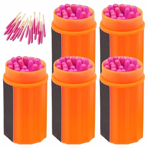 Waterproof Matches Survival Kit,Stormproof Matches with Case,20pcs Stormproof Fire Starter,20 pcs/Barrel Matches,Emergencys Fire Starter Matches for Hiking Camping Outdoor Surviva (100PCS)