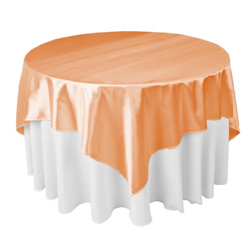 LTC LINENS LinenTablecloth - Mantel Cuadrado de satén de 72 Pulgadas, Color melocotón