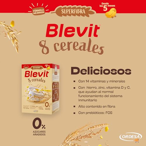 Miniatura 5 de Blevit Superfibra 8 Cereales 500g Papilla Para Bebé Desde Los 5 Meses Con Vitaminas, Minerales Y Fibra