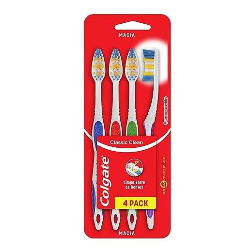 Colgate Escova De Dente Classic Clean Macia 4 Unidades | Cores Sortidas