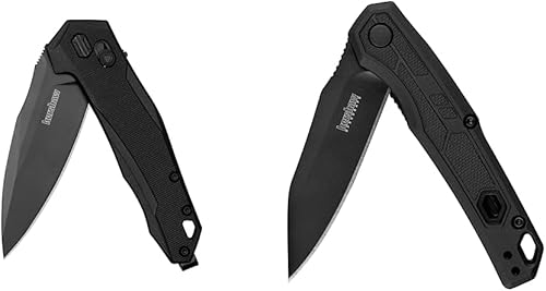 Kershaw - Cuchillo de bolsillo plegable para monitor, hoja negra de 3 pulgadas con acero D2, mecanismo de bloqueo DuraLock, Pocketclip