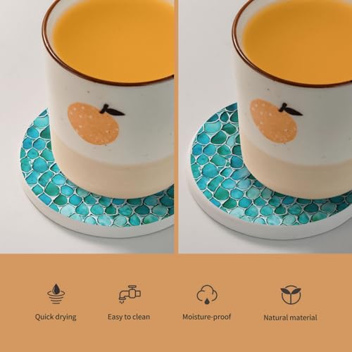 Dessous de verre diatomite bleu sarcelle et rose pastel - 5