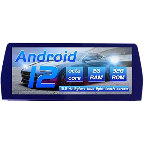 AneQu 12.3" Auto Stereo Android 12 for BMW 5 Series E60 2005-2008 CCC System Octa-Core 32GB ROM Car Multimedia Navigation System with Anti-reflective Blue Screen Carplay Android Auto Cover