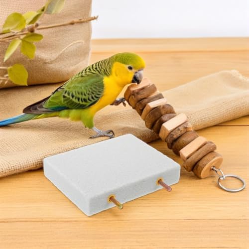 Beavorty 2pcs Pumice Stone Grinding Perch for Small Birds Parrot Nail Claw Care Platform Stand Cage Accessory - 1
