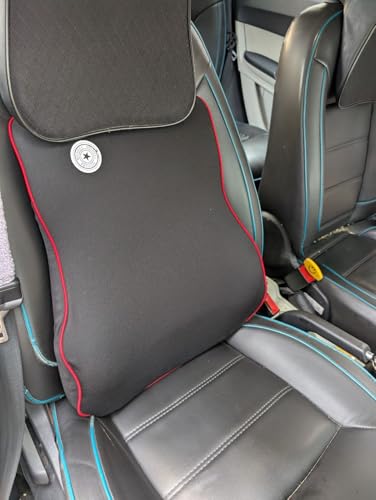 Image of YOURKARTS.COM Car Seat Lumbar Support Cushion | Memory Foam Back Support Pillow for Car Driving | Orthopedic Lower Back Pain Relief Cushion for Office & Home | Breathable & Comfortable Backrest