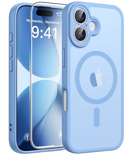 Image of FNTCASE for iPhone 17 Case: [Compatible with Magsafe] Translucent Matte Cases with [Full Camera Protection] [Screen Protector] Military Grade Shockproof Protective Phone Cover - Light Blue