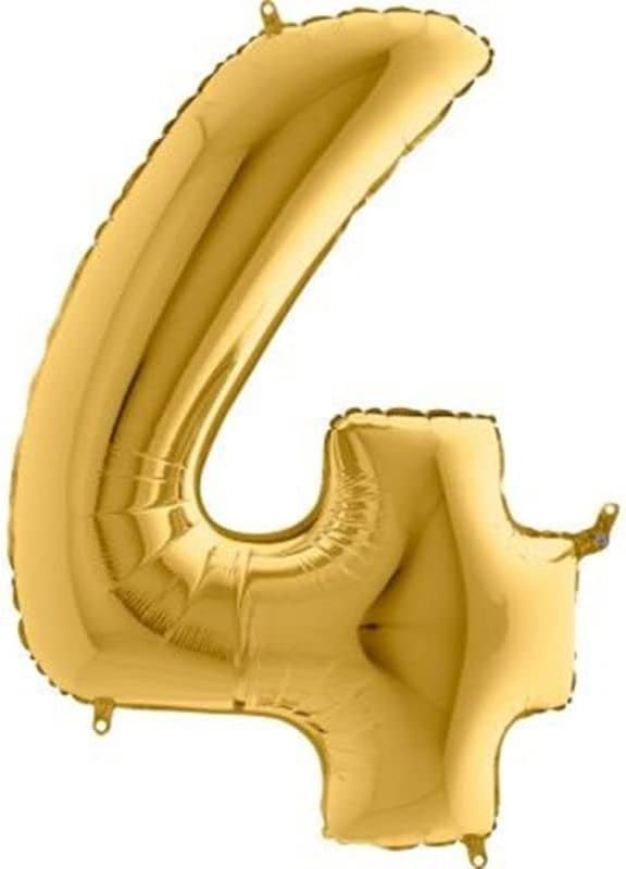 4 Rakamlı 16 İnç Gold Renk Folyo Balon 36 CM (Altın)