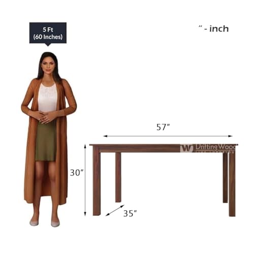 Image of DRIFTINGWOOD Liana Solid Sheesham Wood Dining Table 6 Seater | Wooden Six Seater Dinning Table with Grey Cushion Chairs | Dinner Table 6 Seater | Dining Room Sets | Self Assembly, Natural Finish