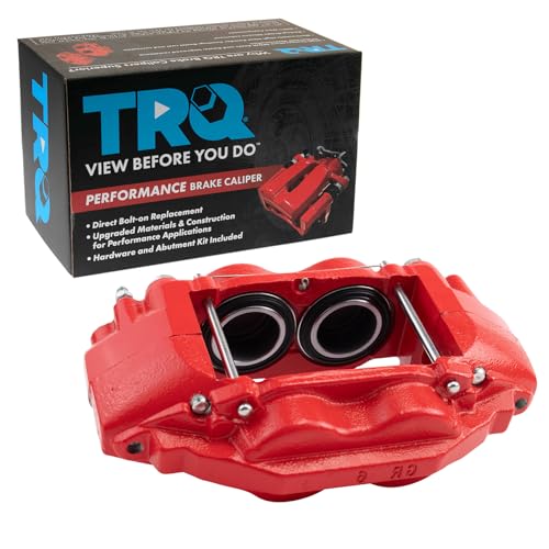 Image of TRQ Front Right Brake Caliper w /Bracket Performance Red Passenger Side | For 2016-2022 Toyota Sequoia 2016-2021 Tundra