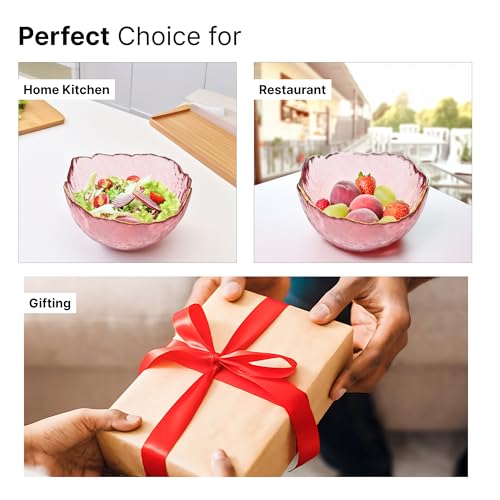 Image of The Better Home Borosilicate Glass Salad Bowls (670ml) | Serving Platter | Snack Serving Bowl | Fancy Salad Bowl | Glass Serving Bowls | Decoration Items for Home Decor