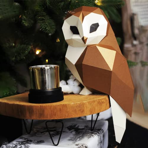 PRDECE 3D Paper Model Handmade 40cm Owl DIY Papercraft Home Decor Desk Decoration Puzzles Educational DIY Kids Toys Cover