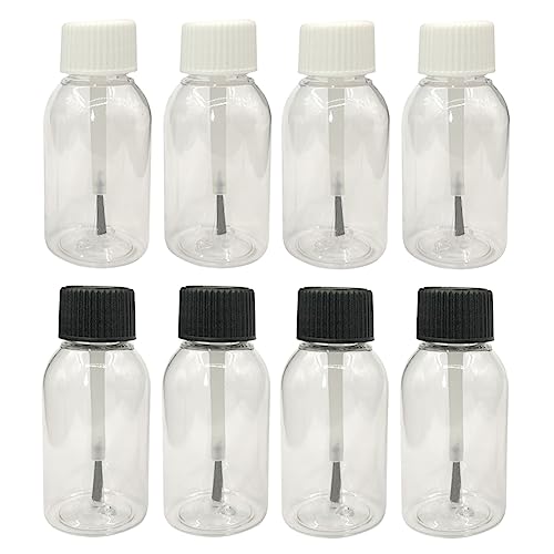 FSSTUD 10 Pcs 30ml Clear Plastic Brush Applicator Cap Bottles Empty Cuticle Oil Bottles Refillable Glue Paint Bottle Cosmetic Essential Oil Containers