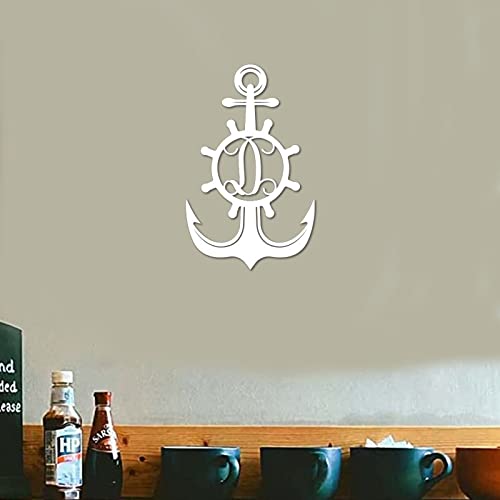 Décoration d'ancre nautique extérieur panneau métal art mural 61cm