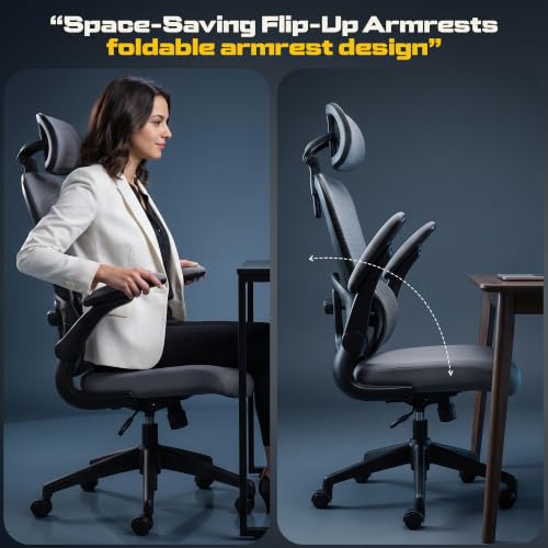 Image of DROGO Vesby Ergonomic Office Chair for Work with Dual Adaptive Lumbar Support | Breathable Mesh Computer Chair with 3D Headrest & Armrest | Gaming Chair with 135 Recline, 1-Yr Warranty(Dark Grey)