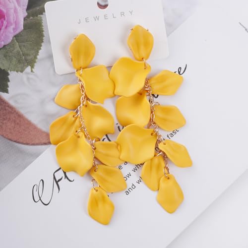 Rbenxia Women Long Acrylic Rose Petal Dangle Earrings Rose Flower Earrings by Rbenxia - Used condition - Image 3