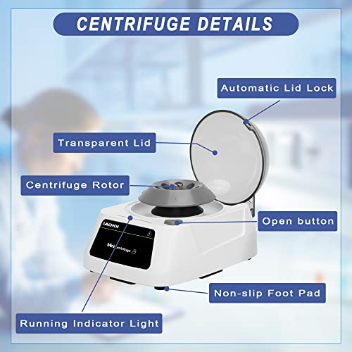 Lachoi Mini Lab Centrifuge Machine 8000Rpm Fixed Speed 2800×G Rcf Mini Microcentrifuge Scientific Mini Centrifuge Benchtop With 2 Rotors For 8×0.2/0.5/1.5/2Ml Tubes&2×8×0.2Ml Pcr Strips Low Noise #TOP6