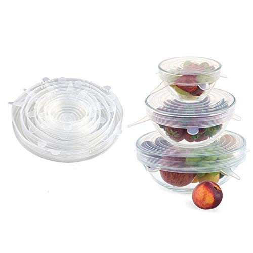 Silicone Stretch Lids, Insta Lids, Instalids, Reusable Silicone Lids With Hanging Holes Fit Round & Square Bowls, Jars, 12-Pack of Various Sizes Silicone Bowl Covers Keeping Food Fresh Freezer Safe