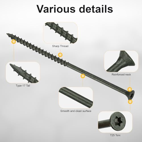 Image of Deck Screws #10 x 5'', T25 Star Torx Drive Flat Head Wood Screws, Green, 5lb