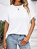 AUTOMET Womens Summer Tops Oversized Short Sleeve Business Casual Dressy T Shirts Trendy Fashion Clothes Spring Outfits 2025 White L #5