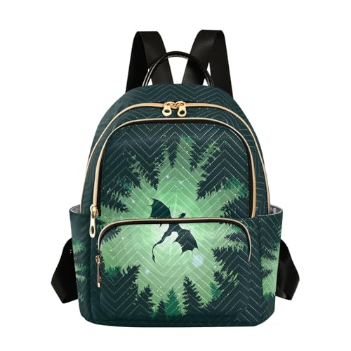Image of Mini Backpack Forest Dragon Starry Sky Dragon Green Fashion Backpack Purse for Women,Handbag Shoulder Bag Casual Daypack, Ladies Gift for College Work (S)