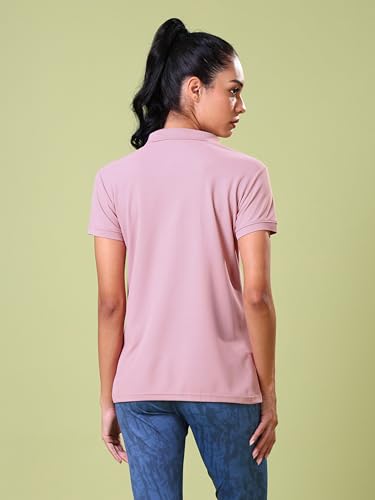 Image of TECHNOSPORT Womens Polyester Slim Fit Solid Half Sleeve Polo Matpiq T-Shirt with Techno Dry, Anti Static for Regular Use