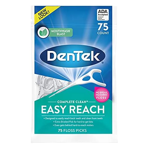 DenTek Complete Clean Easy Reach Floss Picks, No Break & No Shred Floss, 75 Count Cover