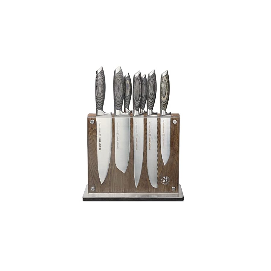 Schmidt-Brothers-Bonded-Ash-15-Piece-Knife-Set-High-Carbon-Stainless-Steel-Cutlery-with-Downtown-Acacia-and-Acrylic-Magnetic-Knife-Block-and-Knife-Sharpener Schmidt Brothers -Bonded Ash- 15-Piece Knife Set, High-Carbon Stainless Steel Cutlery with Downtown Acacia and Acrylic Magnetic Knife Block and Knife Sharpener
