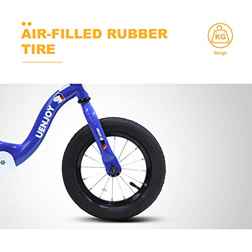 Uenjoy 2 in 1 Kids Bike & Balance Bike for 2-4 Years Old Boys & Girls, Easy to Assemble,W/Detachable Training Wheels 12” Starter Toddler Balance Bike Height Adjustable Bicycle,Blue - Thumbnail 6