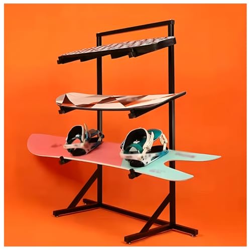 Zfmnoyev 3-Tiers Metal Snowboard Storage Rack, Floor Standing Surfboard Storage Rack, Home Gym Organize Holder, Sample Board Display Rack for Garage/Shop