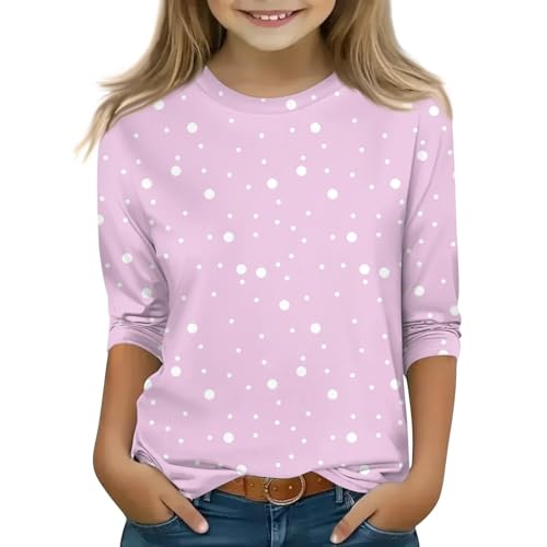 Boys Girls Polka Dot T-Shirt Plain Color Long Sleeve Crewneck Shirts Spring Summer Clothes Causal Blouses Top3