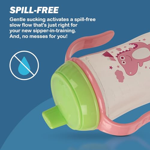 Image of BAYBEE 300ML Baby Sipper Cup for Kids -BPA-Free, Leakproof, Spill-Proof Feeding Bottle with Soft Silicone Handle|Toddler Sippy Cup, Training Bottle for Babies, Infants, Boys & Girls (Pink,6M-3Y)