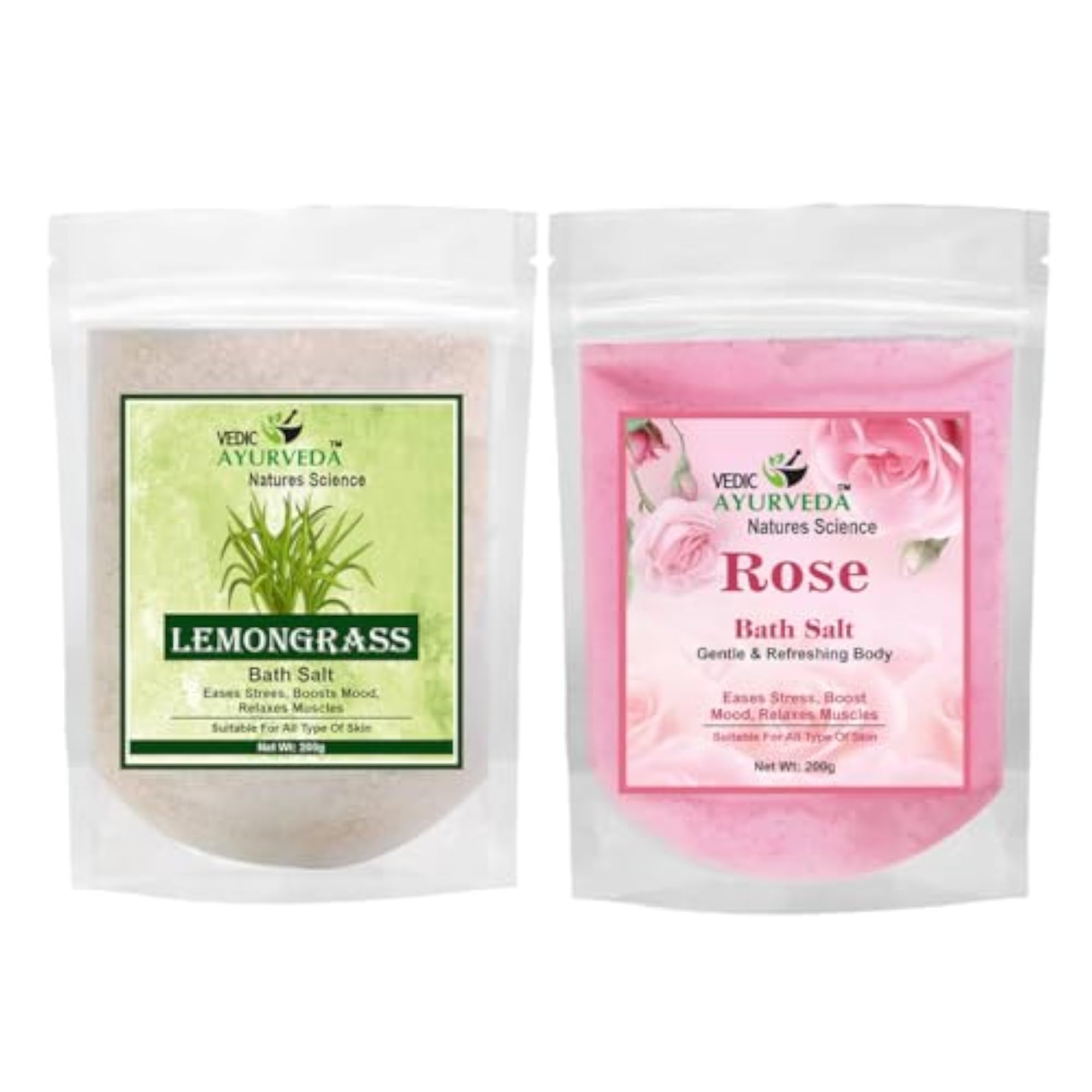 Vedic Ayurveda Lemongrass & Rose Bath Salt Combo