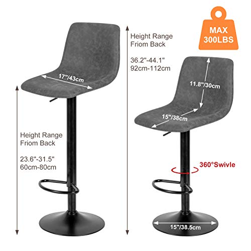 Oristus Set Of 4 Counter Height Bar Stools,Swivel Bar Stools With Backs Pu Leather Height Adjustable Modern Kitchen Counter Height Bar Stool Chair With Black Base,For Pub Bistro Kitchen Island Counter #TOP2