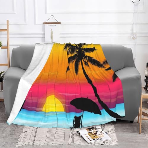Couverture en flanelle palmier 200x150 cm douce pour lit