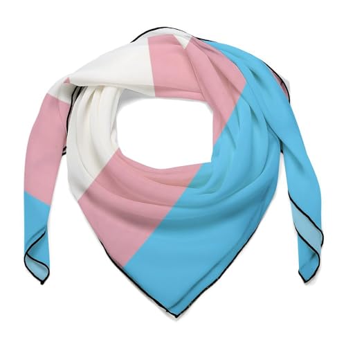 Transgender Pride Flag Scarf For Women Silk Head Scarf Square Hair Scarves Shawls Hair Wraps Bandana Neckerchief Decor for Adult 27 * 27 Inches