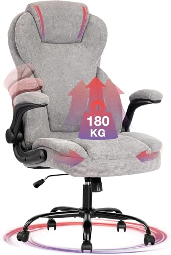 Centilab Ergonomischer Bürostuhl 180KG Schreibtischstuhl Drehstuhl aus Stoff Computerstuhl mit Hochklappbarer Armlehne für Home Office & Büro