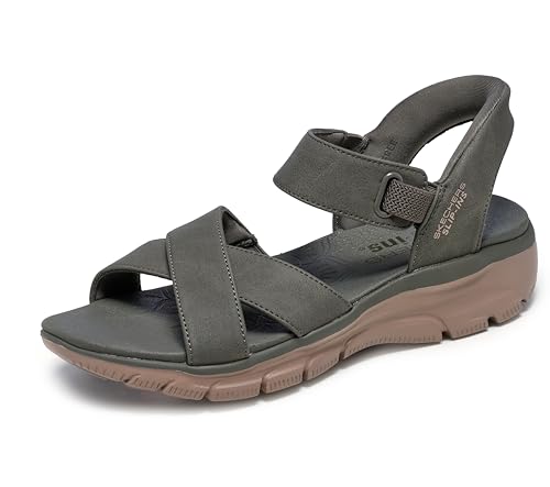 Image of Skechers Women's Easy Going - Somewhere Sunny | Hands Free Slip-Ins, Sandal, Relaxed Fit, Yoga Foam Cushioned Footbed, Heel Pillow, Vegan, Faux Leather Strappy Upper