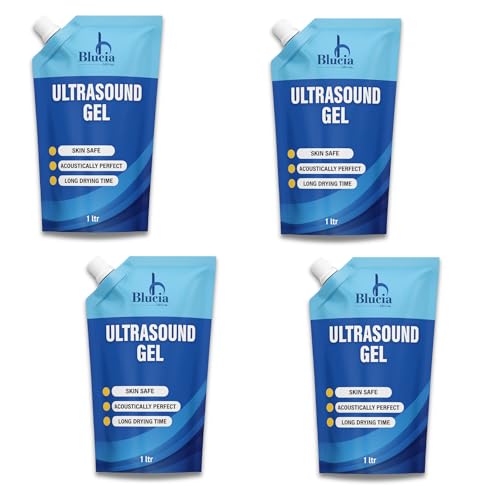 Image of Ultrasound Transmission gel (1 Liter) (Blue) for physiotherapy | Ultrasound gel | sonography gel | US gel | gel | sonography gel Pack of 4