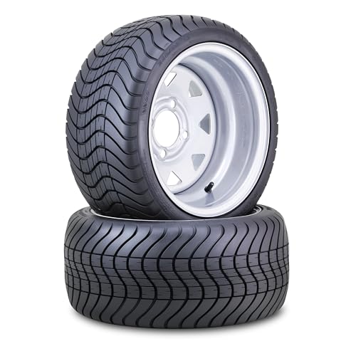 WANDA Golf Cart Tire Wheel Assembly 215/35-12 with 4 Lugs on 4 PCD ET-25.4 Silver Wheel 14013 SET 2