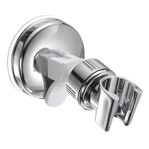 uxcell Shower Head Holder, Suction Cup Shower Head Holder, Handheld Removable Showerhead and Wall Mounted Suction Bracket (Silver/White)