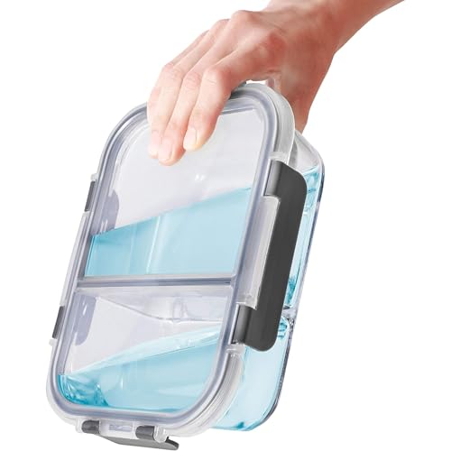 Igluu Meal Prep Glass Containers with Lids (3 Pack) – 2 Compartment – Airtight & BPA-Free – Oven, Microwave, Freezer and Dishwasher Safe – 980ml – Durable Borosilicate Glass - Image 3